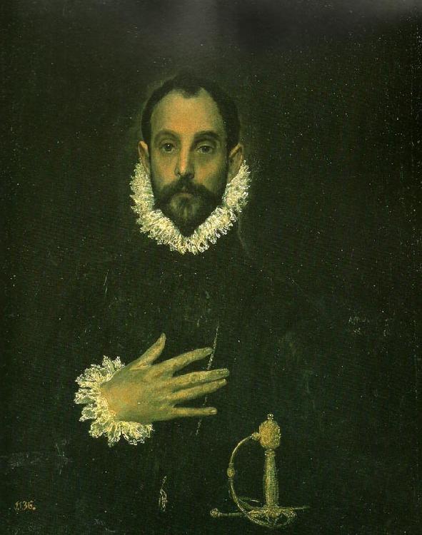 El Greco man with his hand on his breast
